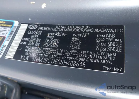 2025 Hyundai Tucson Sel from USA, damaged, VIN 5NMJBCDE0SH488648